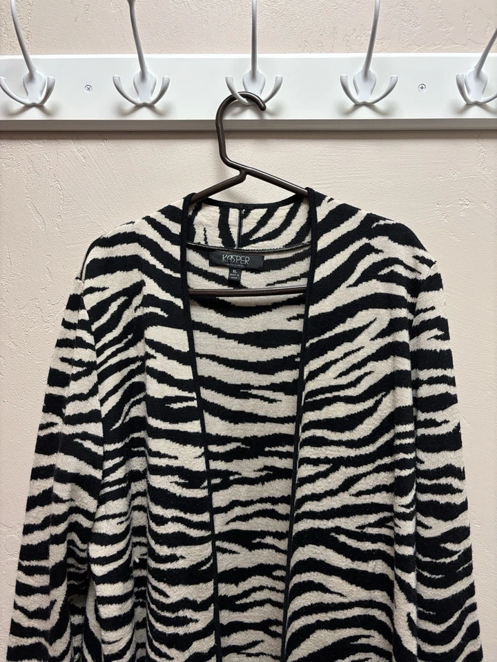KASPER Animal Print Mezcla Lana Suéter Chaqueta XL Foto 2 de 4