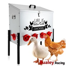 Farm Poultry Feeder 1PC, Galvanized Metal 95lb Extra-Large 10 Feeding Ports
