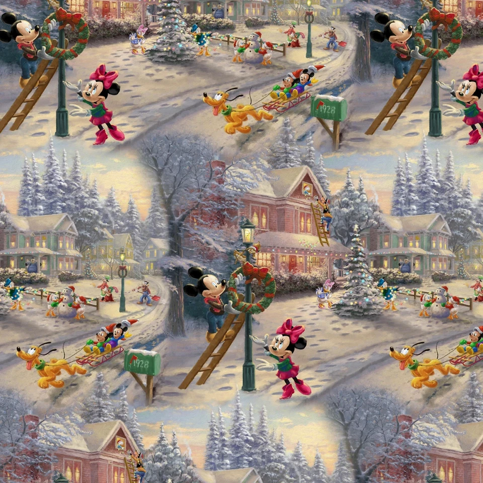 Mickey & Minnie Trimming The Tree Panel 35in x 44in Disney Dreams - Image 4 of 4