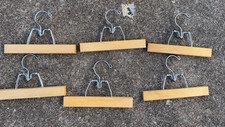 Wooden Clamp Style Clothes Hangers Pants Slacks Skirts 9   Set Of 6