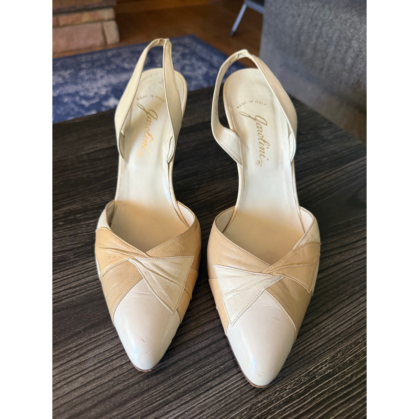 Vintage Jarolini Leather Patchwork Slingback Heel… - image 1