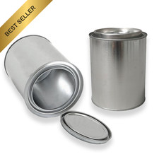 2 Pack Empty Metal Paint Cans with Lids Pint Size Storage Containers Leftover