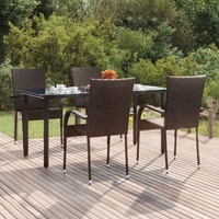 5-Tlg. Garten-Essgruppe Braun Polyrattan Sitzgruppe