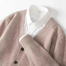 2024 Autumn/Winter New Men's Business and Leisure V-neck Thin Knitted Cardigan S