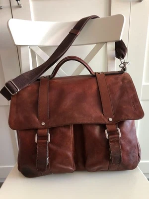 PICARD Vintage MESSENGER BAG Schultertasche Aktentasche Patina braun Echtleder - Bild 1 von 4