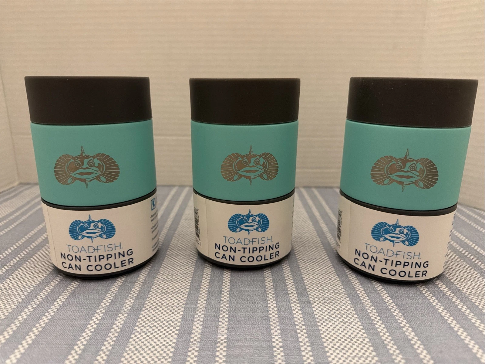 3-Toadfish Insulated Stainless Steel Non-Tipping Can Coolers TEAL W/ ADAPTER