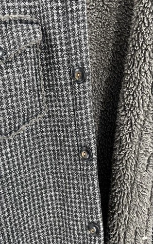 True Grit Mens Gray Houndstooth Sherpa Lined Button Front Jacket Size Medium image 5