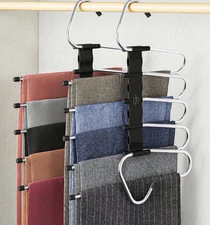 MORALVE Pants Hangers Space Saving 2 Pack Non-Slip Multi-Layer Hanger