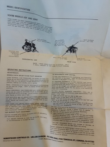 Robertshaw VC 4700-013 Gas Oven Thermostat - Picture 9 of 10