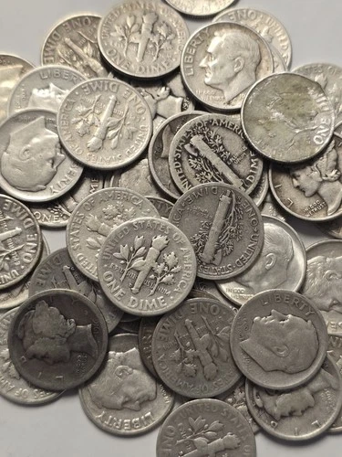 Roll of 50 Silver Dimes - $5 Face Value 90% Silver SK02