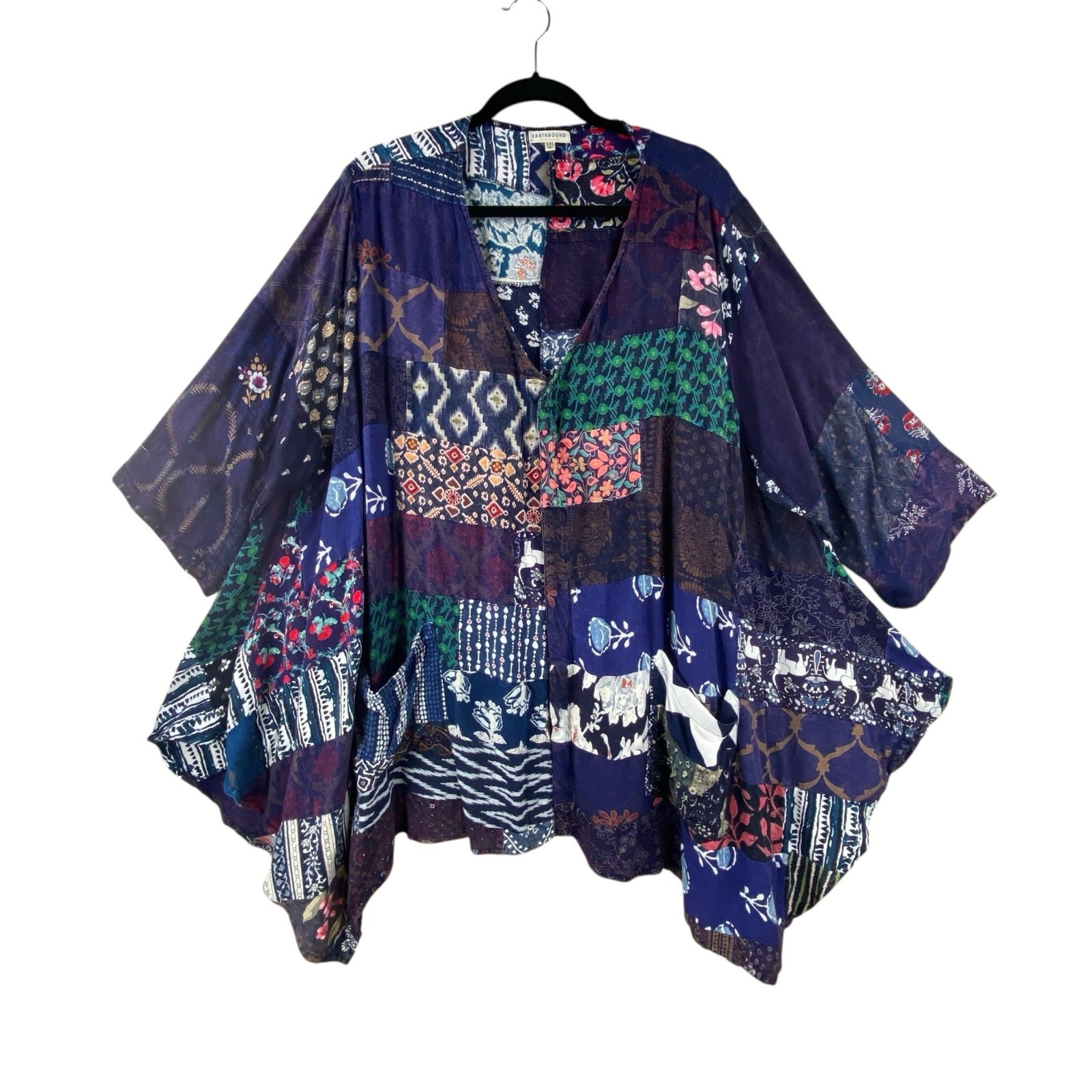 Earthbound Trading Boho Patchwork Open Cardigan J… - image 1
