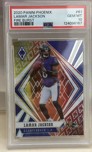 2020 Panini Phoenix #61 LAMAR JACKSON Fire Burst PSA 10 Gem Mint Ravens