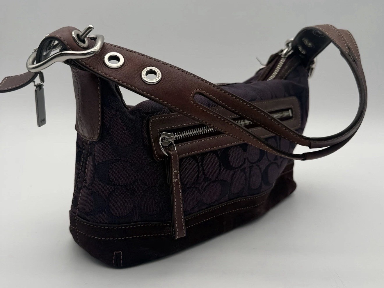 RARE COACH 9363 Signature Hand Bag Y2k Canvas Suede L… - Gem
