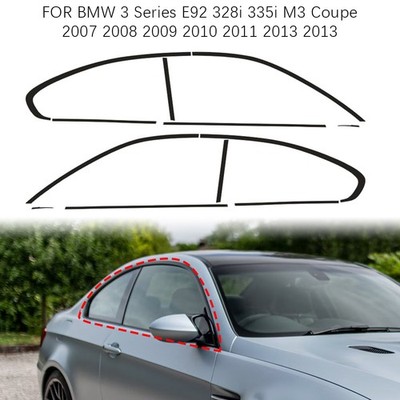For 2007-2013 BMW M3 E92 Coupe Window Trim Chrome Blackout Overlay Gloss Black