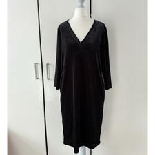 The White Company Jersey Velvet Pop Over Dress  UK 6 RRP £98 Black White Label .
