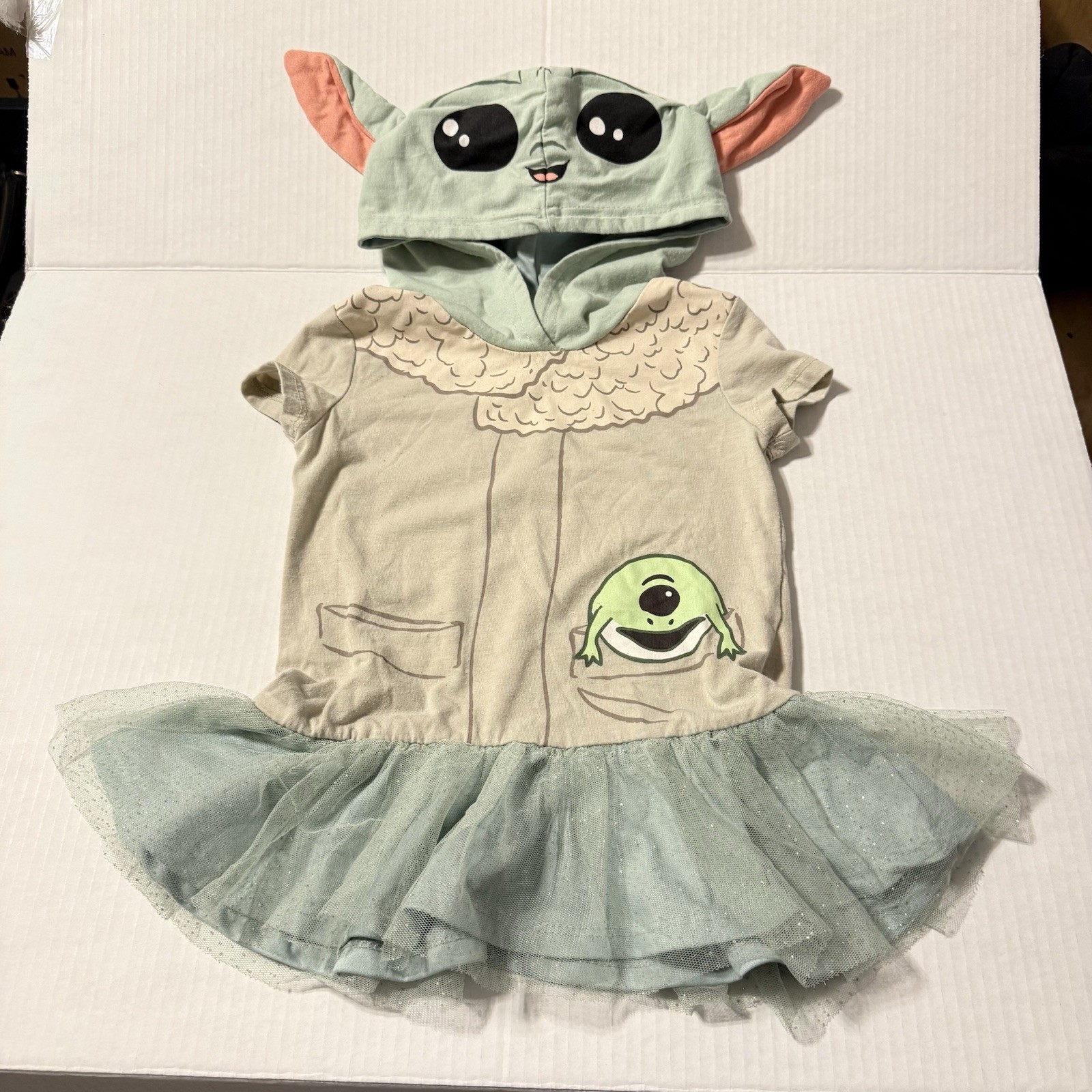 Girls STAR WARS The Mandalorian Hooded Cosplay Baby Yoda  T-Shirt Dress Size 5t