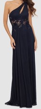 Betsy  Adam Women's Blue One-Shoulder Applique Gown Dress Size 12