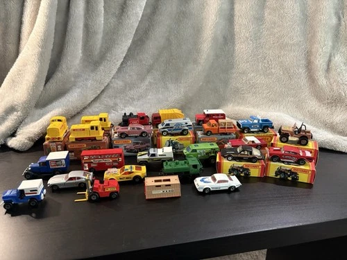 Vintage Matchbox Lot - 24 total Cars, 14 w/boxes All Mint
