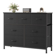 OLIXIS Black Dresser with 7 Fabric Drawers for Bedroom