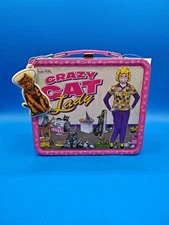 Crazy Cat Lady Metal Lunch Box with Cat Keychain, Sticker Archie McPhee 3D Feel