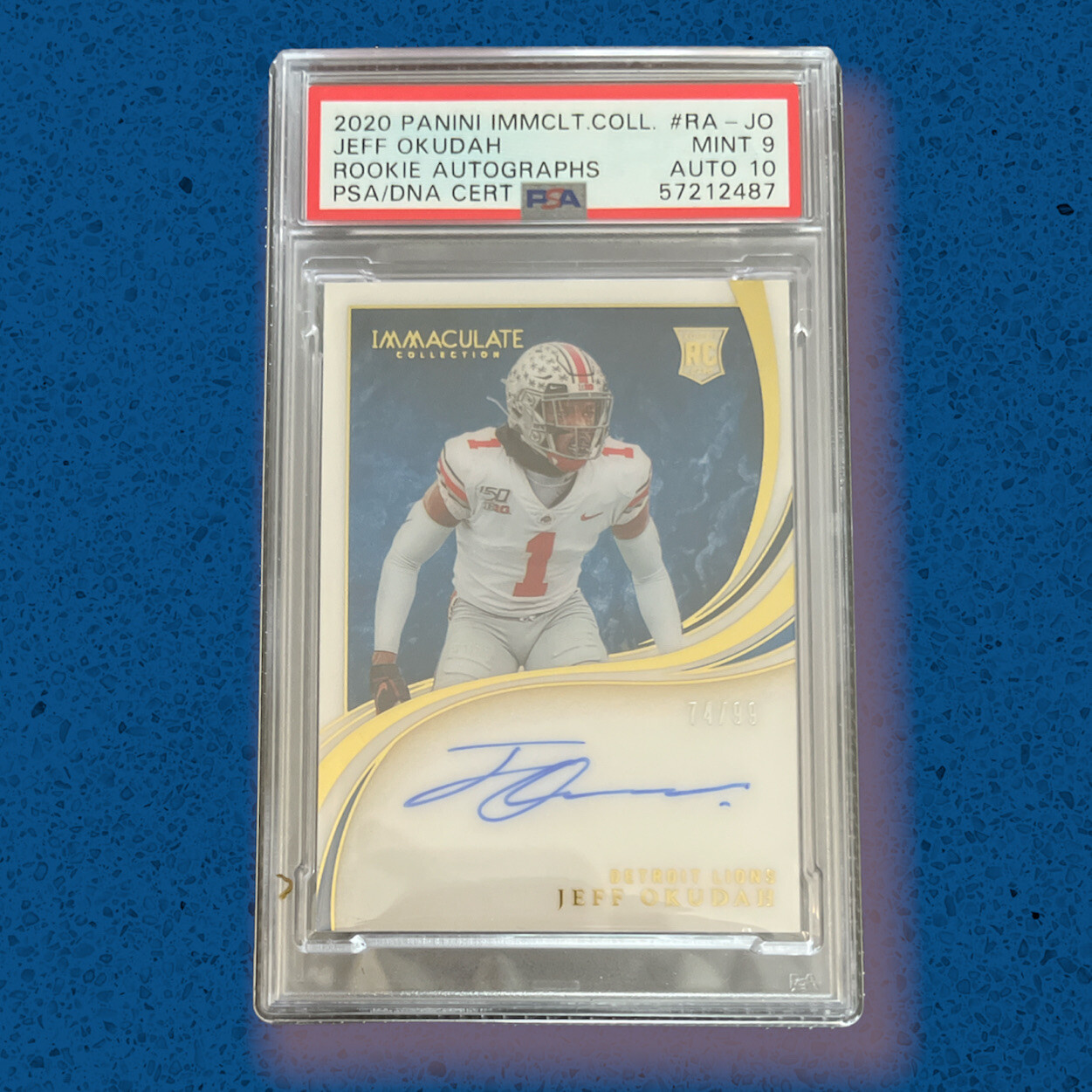 Jeff Okudah Panini Immaculate Collection Rookie Autographs #RAJO Platinum 1/1