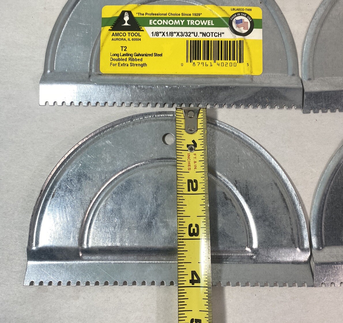 Lot Of 4 - AMCO TOOL Economy Trowel 1/8”x1/8”x3/32” U Notched Spreader ...