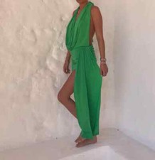 JOHN ZACK  HALTER NECK DRAPED DRESS JADE GREEN S/M (8/10) - M/L(10/12)