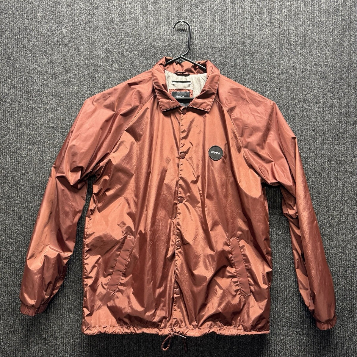 RVCA button Up Coach Jacket Maroon Size Large