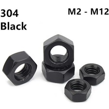 Black 304 Stainless Steel Hexagon Nut Hex Nut M2 M2.5 M3 M4 M5 M6 M8 M10 M12