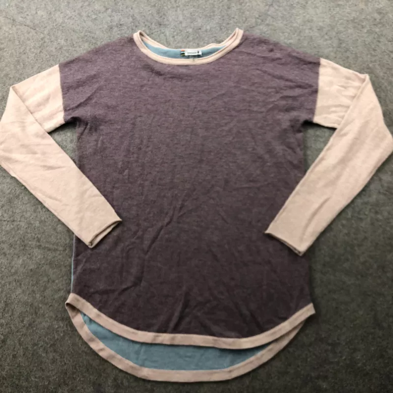 smartwool shadow pine colorblock crew pink blue sweater