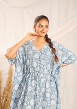 Handmade hand floral print womens beach wear kaftan new stylish cotton maxi