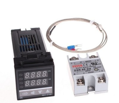 Digital PID Temperature Controller Thermostat REX-C100 + Max.40A SSR Relay 