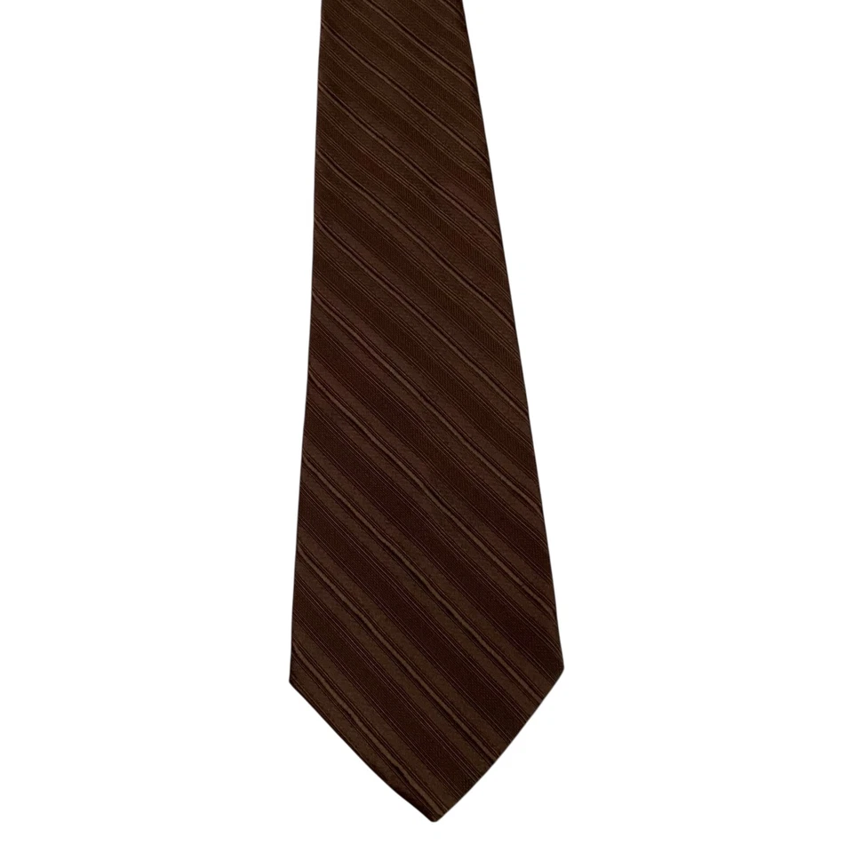 Corbata ancha de diseñador colección TIFFANY VINTAGE para hombre a rayas marrón usada en excelente estado rara Foto 2 de 3