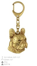 French Bulldog - Gold-plated Keychain with a Dog Art