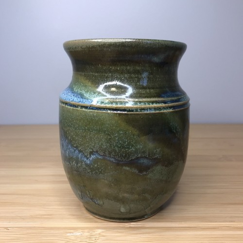 6"" signierte ""Hedberg"" Radgeworfene Vase blau grün - Bild 3 von 8
