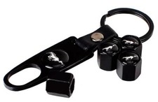 Valve Stem Caps W Keychain - 5-piece Mustang Running Horse Black Free Shipping