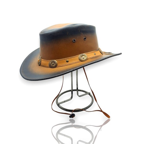 Kids Children Cowboy Hat Australian Western Style 100% Leather Outfit vintage - Picture 6 of 26
