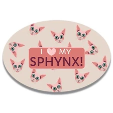 Magnet Me Up I Love My Sphynx Cute Cat Breed Car Magnet Decal, 4x6 Inches Oval