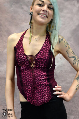 FLOWER of LIFE TOP Goa Tribal Pixie Psytrance Festival Boho Hippy Strappy