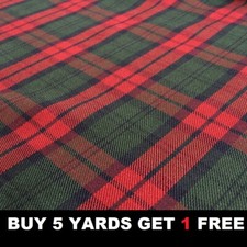 Lindsay Red Green Blue Tartan Woven Poly-Viscose Craft Dress Fabric Material