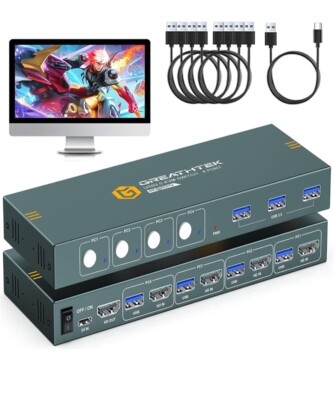 KVM Switch USB3.0 4 Computers 1 Monitors,4K @60HZ 4 HDMI Ports KVM Swi 