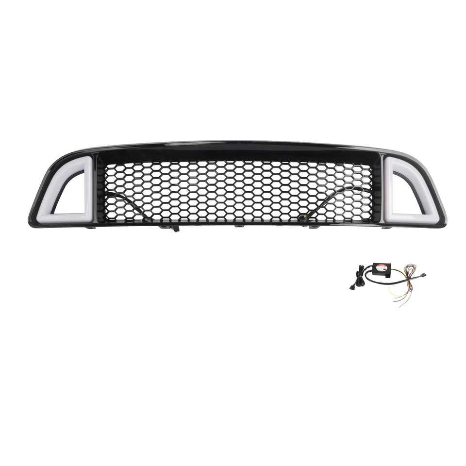 For 2013-2014 Ford Mustang Front Bumper Upper Hood Mesh Grille W/LED Light - Image 2 of 4