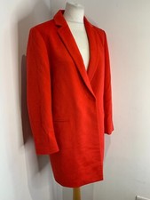 Madeleine Red Wool Over Coat 10 Vgc Mid Length Simple Modern Lined Smart Work