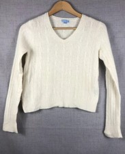 J McLaughlin Women  s Size Medium Pullover Sweater Wool/Angora Cable Knit Ivory