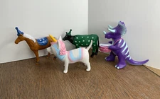 Rare ANKYO Party Dinosaur Horse Cow Dogicorn Plastic Toy Figure Lot Of 4 Figures