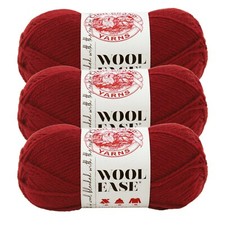  3 Pack Lion Brand Yarn 620-138 Wool-Ease Yarn, Cranberry