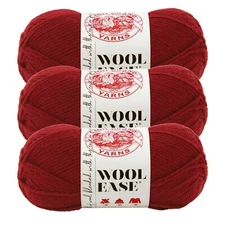 (3 Pack) Lion Brand Yarn 620-138 Wool-Ease Yarn, Cranberry