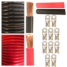 2/0 Interconnecting Copper Cables Kit 5Ft Red 5Ft Black 10pc 3/8in Lugs