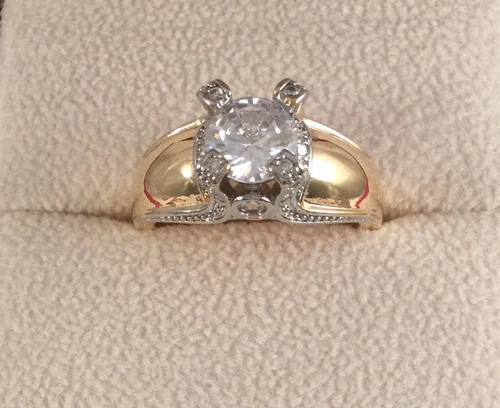 Vintage Jewellery Large Gold Ring Antique Deco Cocktail Dress Jewelry size 9 S