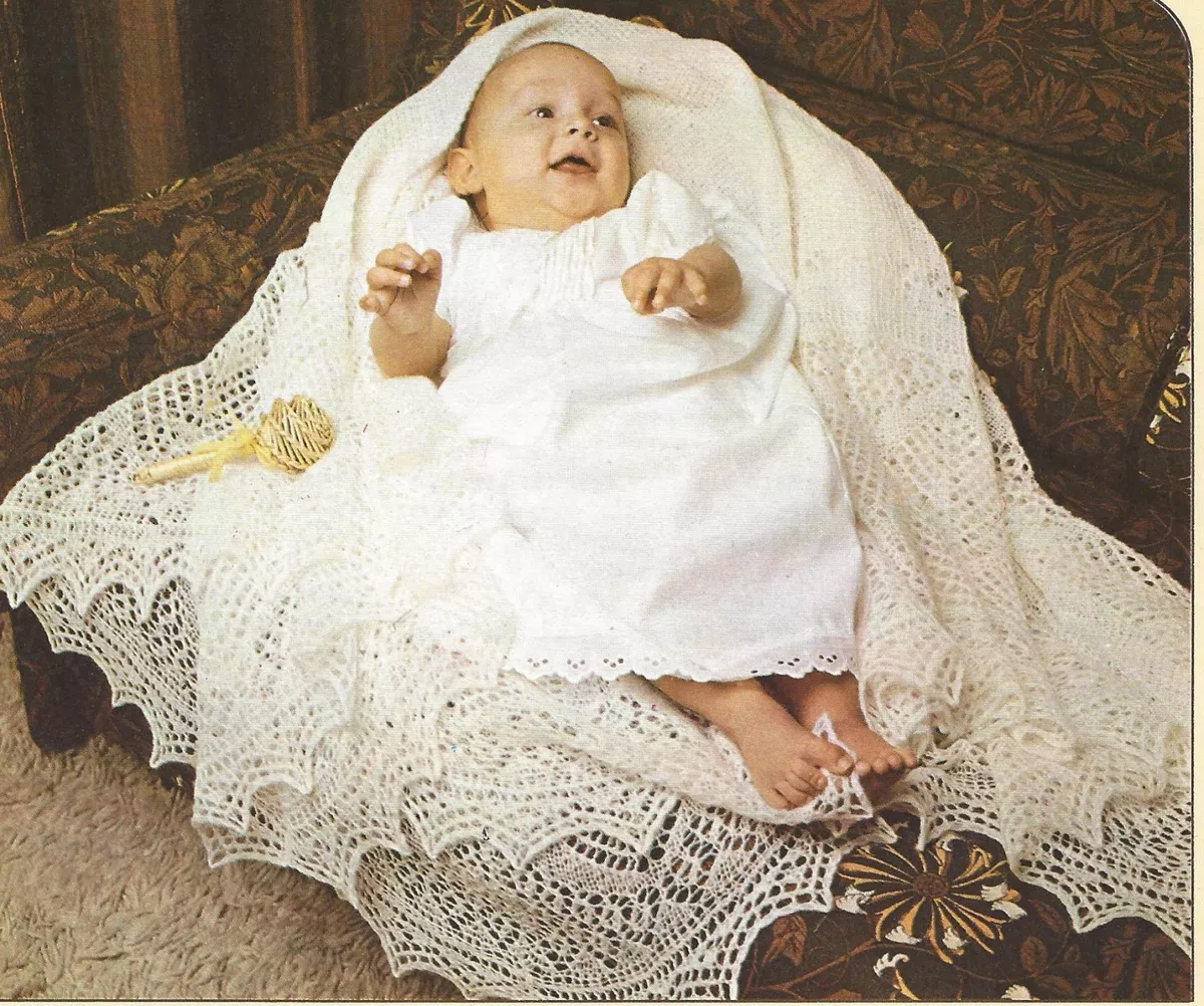 Hand knitted baby shawl sale